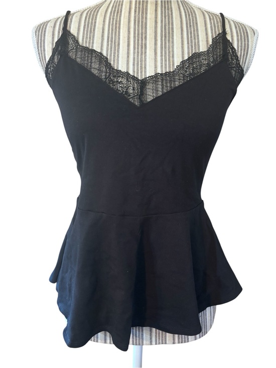 Express Tops - SALE! Express Camisole M Black Lace-Trim Peplum V-Neck Spaghett Strap Y2K Cotton